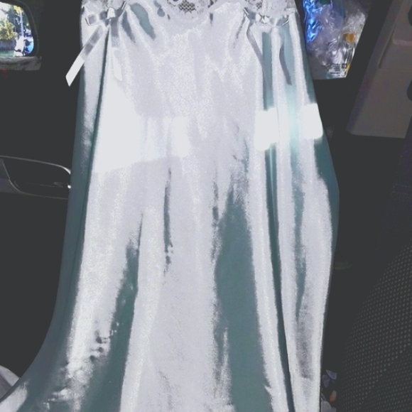 Vintage Dominique blue satin Negligee with Matching lace trim L - Picture 3 of 3